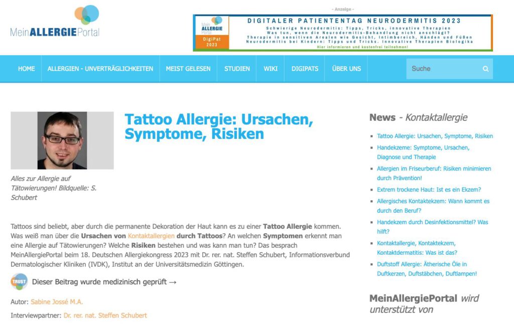 Tattoo Allergie - Ursachen, Symptome, Risiken Copyright MeinAllergiePortal 102023 for Doc Tattooentfernung