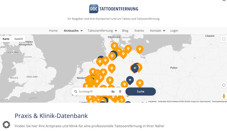 Finden Sie hier Ihre Praxis oder Klinik für Ihre Tattooentfernung